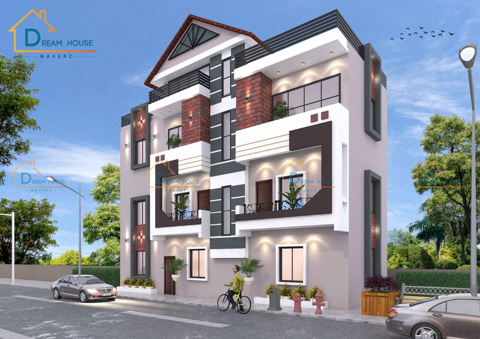 Triplex Modern Residential House Design
